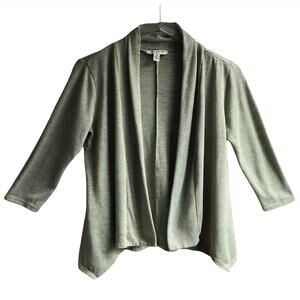 Studio Works Open Front Sharkbite Cardigan Sweater Size M Knit Plush Cozy Winter